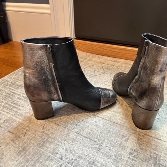 Henry Beguelin Leather Boots Black Silver Cap Toe 39 - Picture 8 of 12